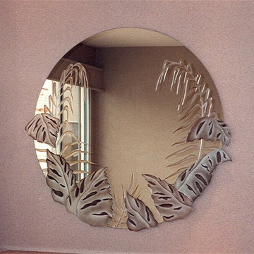 Tropical Peak Decorative Mirror with Etched, Carved Design