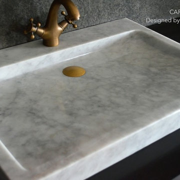 TROUGH SINK CARRARA WHITE MARBLE 27-INCH VESSEL SINK FOR BATHROOM - CARRARA