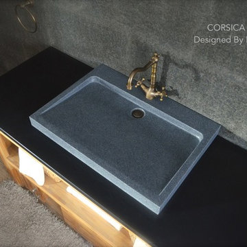 Trough Sinks Bathroom 27" Gray Granite Stone  - CORSICA