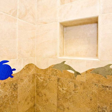 Turtle Tile in Kid's Bathroom and Pool Access Bathroom