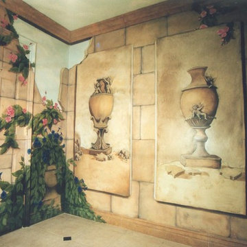 Tuscan bathroom mural