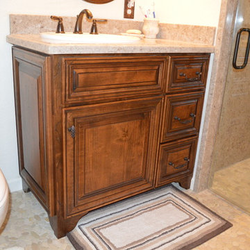Twain Harte vanity cabinet stained, distressed and glazed