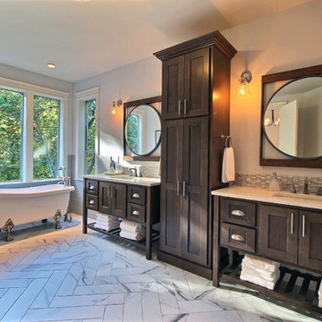 Twin Vanity & Freestanding Tub - The Overbrook - Cascade Craftsman Family Home