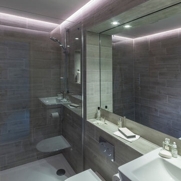 Ultra contemporary shower room in what was once a laundry cupboard