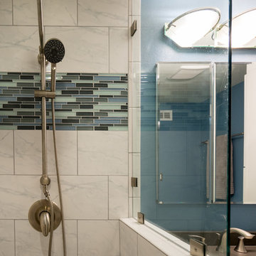 University City Master Bathroom Blue Shower Tile