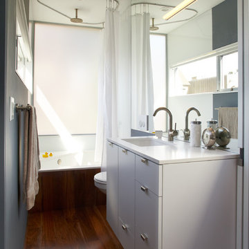 Upstairs cantilevered bathroom