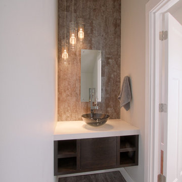 Urban Powder Room Bath with floating vanity