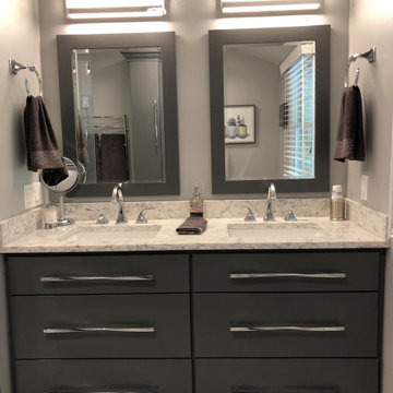 Vanity and double sinks Completed Guilford CT Master Bathroom