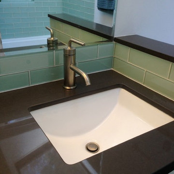 Vanity with glass tile