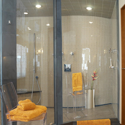 Bathroom - contemporary mosaic tile bathroom idea in Burlington