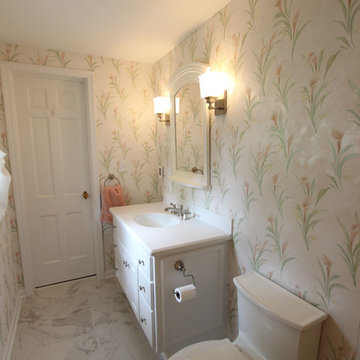 Venaro White Corian Countertop & Shower with Bathroom Update ~ Akron, OH