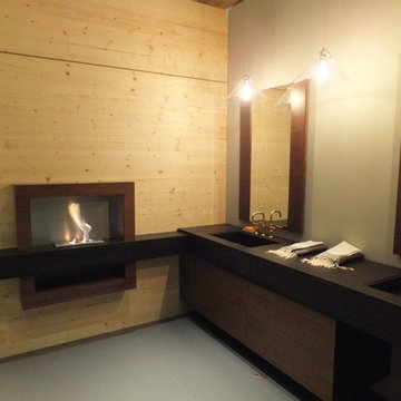 Ventless Fireplace Built Into Shelf