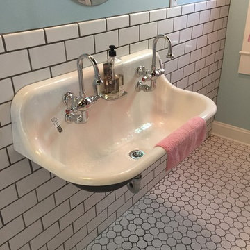 Vintage Bathroom with Fir Ceiling