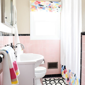 Vintage Pink Tile Bathroom