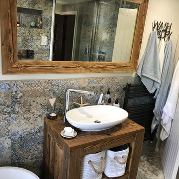 Vintage Wood Bathroom Furniture - Mirror and vanity unit