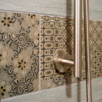 Mediterranean Shower Tile in Vista Bathroom Remodel