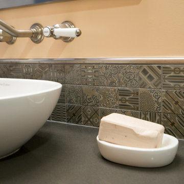 Mediterranean Tile Backsplash and Vessel Sink Bathroom Remodel