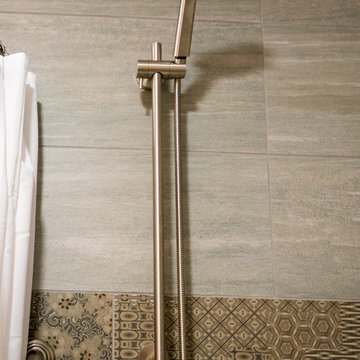 Brushed Chrome Shower Fixtures in Bathroom Remodel