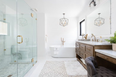 Example of a transitional bathroom design in Orange County