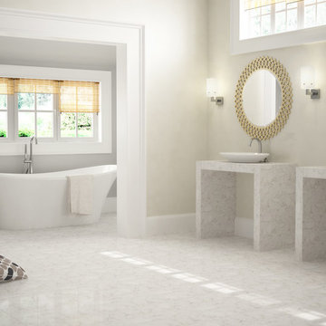 Vittoria White Della Terra Quartz collection Bathroom