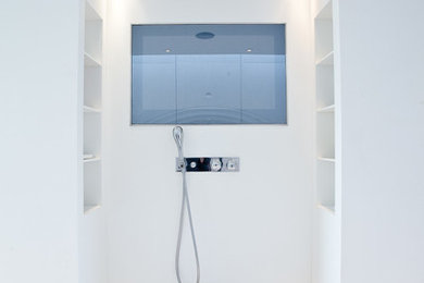Example of a large trendy bathroom design in London