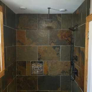 75+ Bäder mit Lamellenschränken und Schieferfliesen Ideen & Bilder