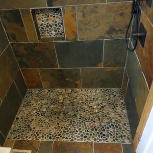 75+ Bäder mit Lamellenschränken und Schieferfliesen Ideen & Bilder