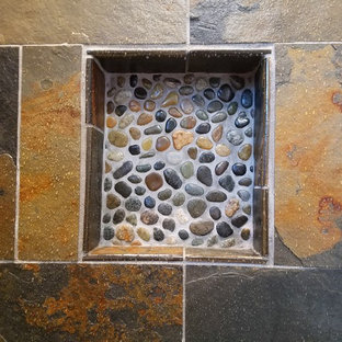 75+ Bäder mit Lamellenschränken und Schieferfliesen Ideen & Bilder