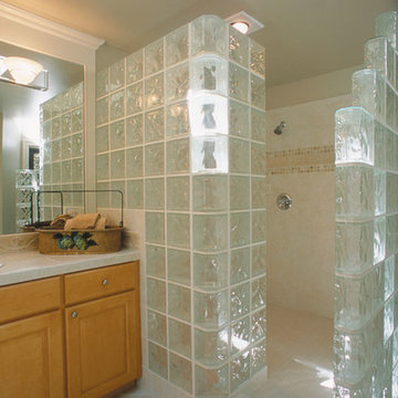Walk-in Glass Block Shower