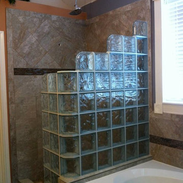 Walk-in Glass Block Shower