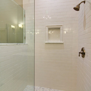 Walk in SHower with Niche and Frameless Glass