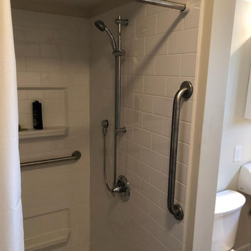 Walk-In Shower with Stainless Steel Grab Bars