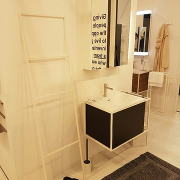 Wall Mounted Single Sink Bathroom Vanity Walnut/ Black