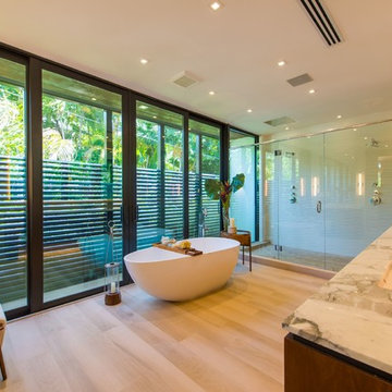 Wall to Wall Bathroom Sliding Glass Doors