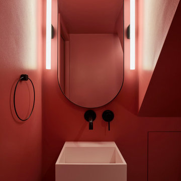Walthamstow House Extension Pink Under stairs Cloakroom WC