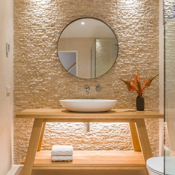 Warm Contemporary Bathroom by Du Bois Design