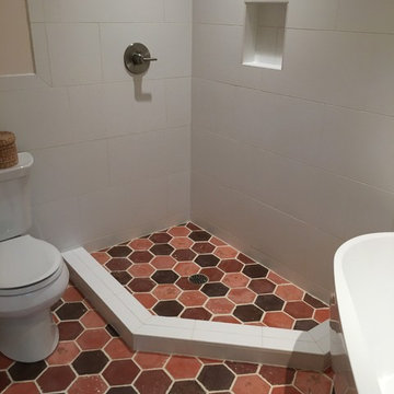 Warm Hexagon Cement Tile Bath