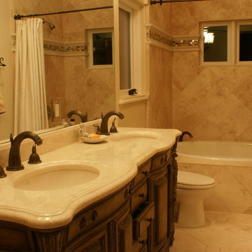 Warm Travertine Bathroom | Los Gatos, CA