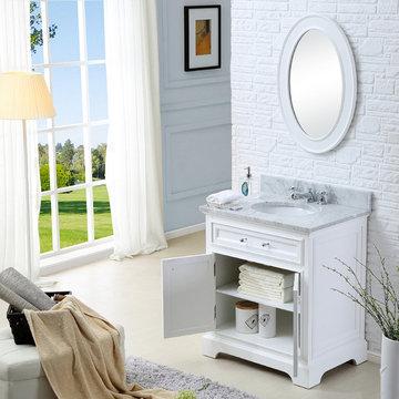 Water Creation Derby 24W 24" Solid White Single Sink Bathroom Vanity