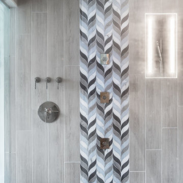 Waterfall Mosaic Tile and Shower Jets