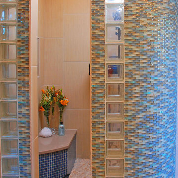 Wavy Glass Tiled - Walk In Shower
