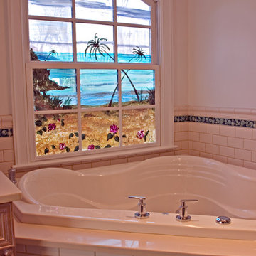 Whimsical, Tropical Master Bath, an award-winning design