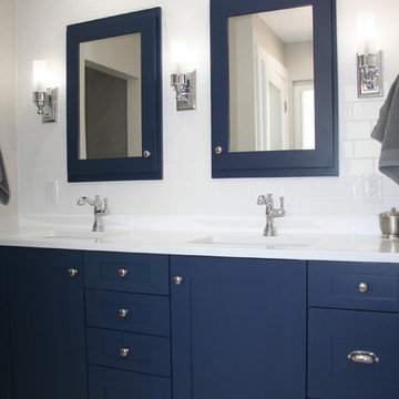 White & Blue Traditional Bathroom