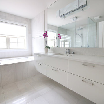 White & Gray Modern Kitchen + Bathrooms