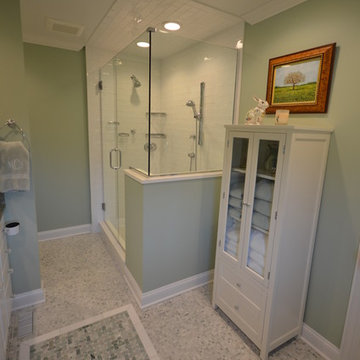 White & Soft Green Master Bathroom