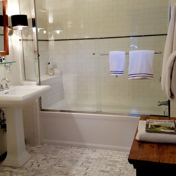 White Bathroom with Marble Tile