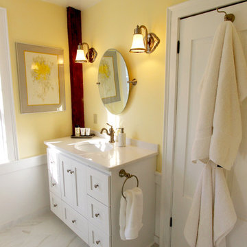 White Bathroom with Zero Entry Tiled Shower ~ Medina, OH