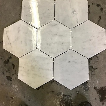 White Carrara Honed 12" Hexagon