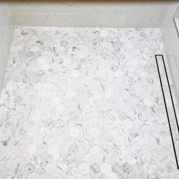 White Carrara Marble Tile Master Bathroom - Millcreek Wa