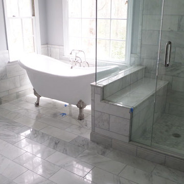 White Carrera Tile- Bath Remodel